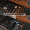 Silverware Tray Double-Layer With Lid, For Utensil Drawer Organizer, Cutlery Storage Holder With Cover