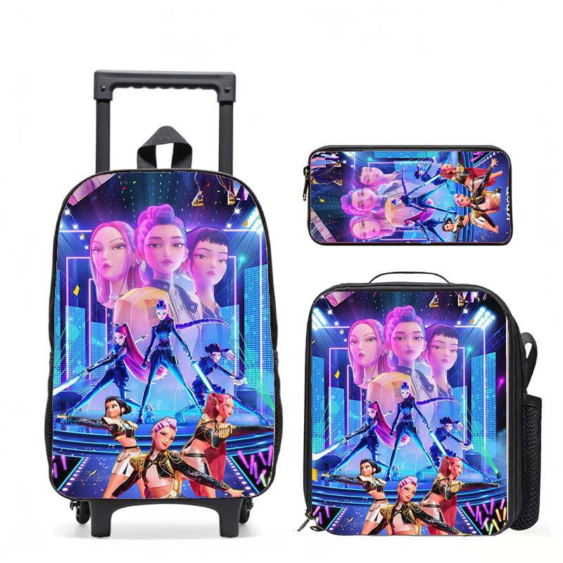 Series School Bag Large Capacity Tie Rod Bag Burden Reduction Student Backpack Children'S Backpack Trailing Backpack