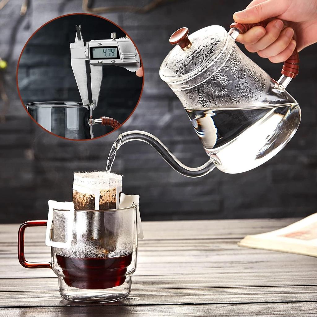 Pokaro Tee-Tropfkanne, Kaffeekessel, Kessel mit schmaler Ausgusstülle, Hitzebeständiges Glas, 680ml, Schwanenhalskanne mit schmaler Ausgusstülle, Kaffeekanne, Herdplattengeeignet,