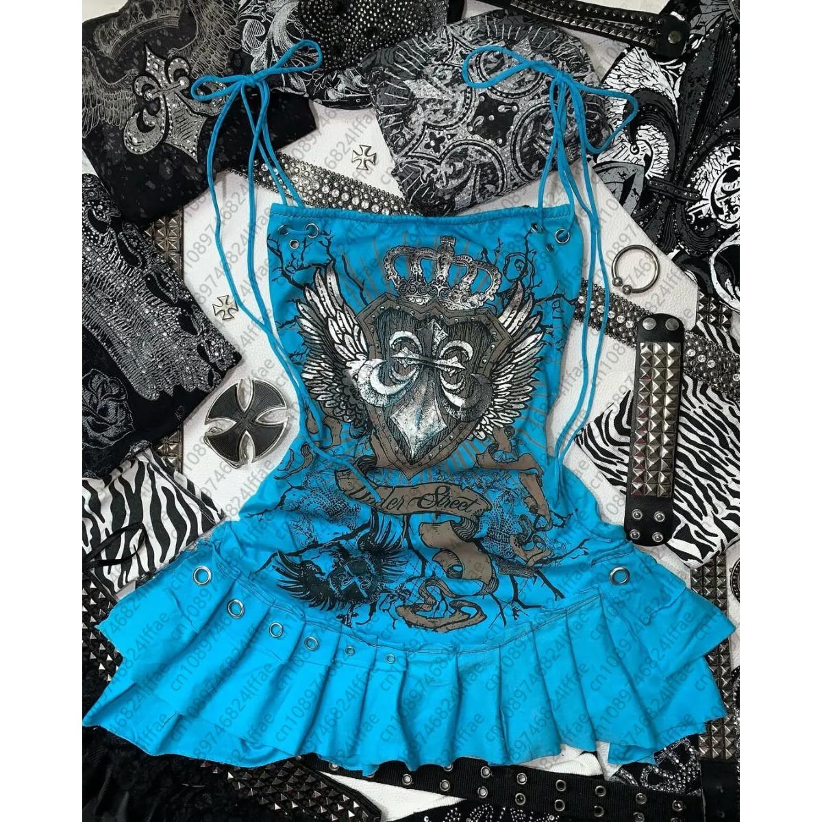 

VAYLA Эстетичный Y2k Топ на подтяжках Y2k Одежда Синий Готический Бант Утягивающий Низ для Женщин Платье Сексуальные Девушки Уличный Характер S синий