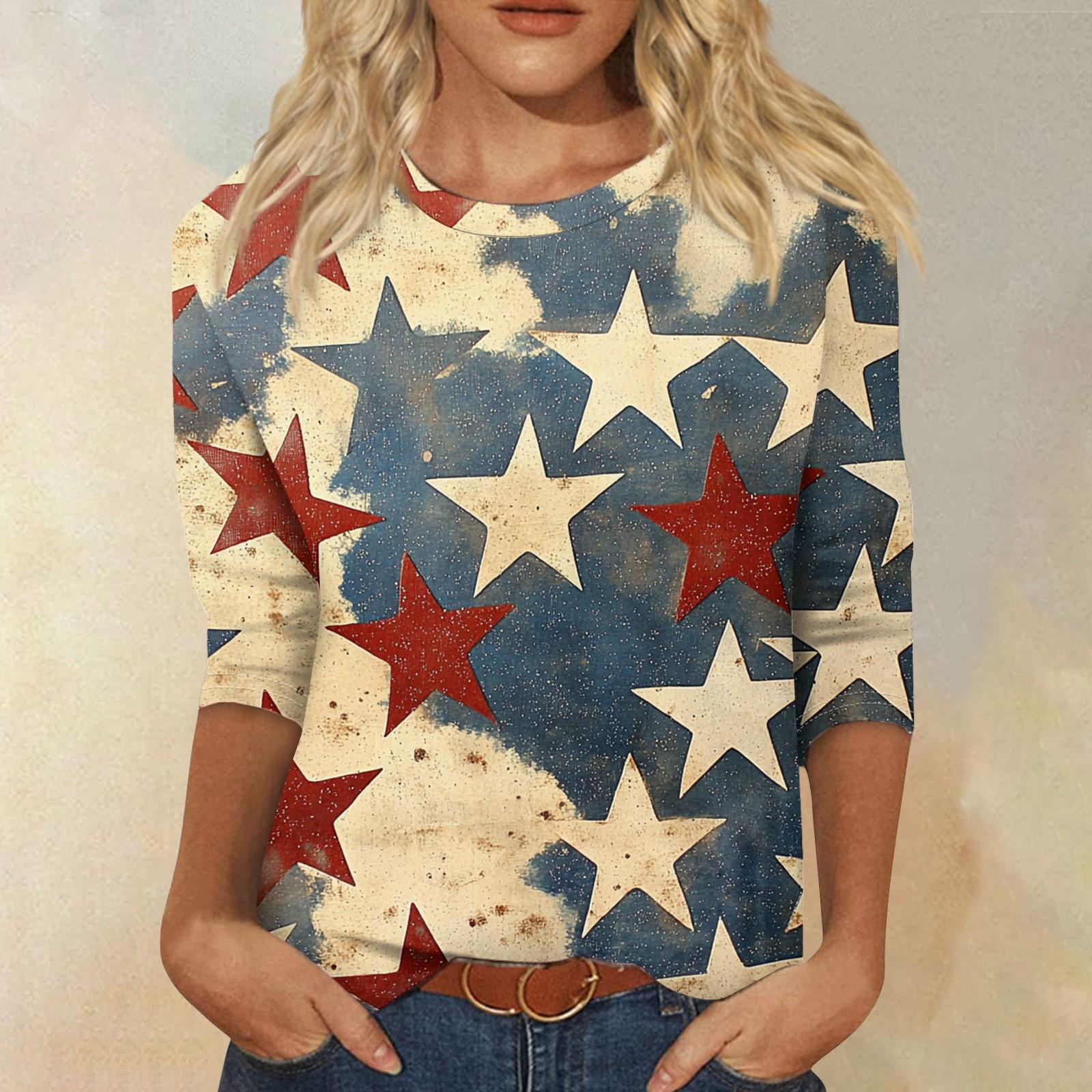 

Женская модная повседневная свободная футболка с круглым вырезом и рукавами 3/4 с принтом, женский топ XL киноварь