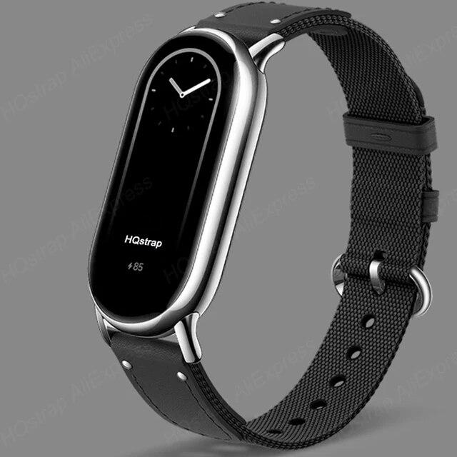 Strap for Xiaomi Band 8 Braided Bracelet Leather Nylon Watchband for Xiaomi Mi 8 Replacement Wristband Miband 8 Belt Accessories