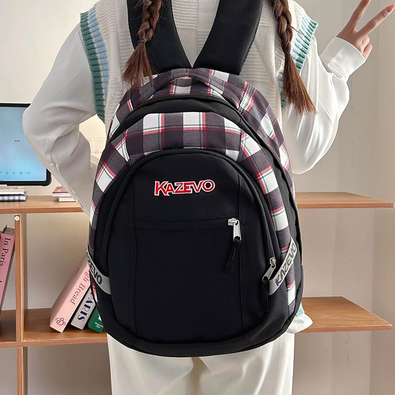 

Новый повседневный простой контрастный цвет студенческий школьный рюкзак большой вместимости дорожный рюкзак чёрный