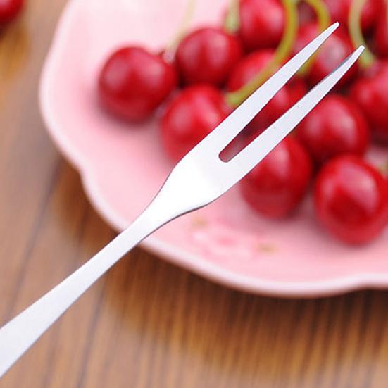 2Pcs Household Fruit Western 2-prong Appetizer Cake Kitchen Small Fork Accessory