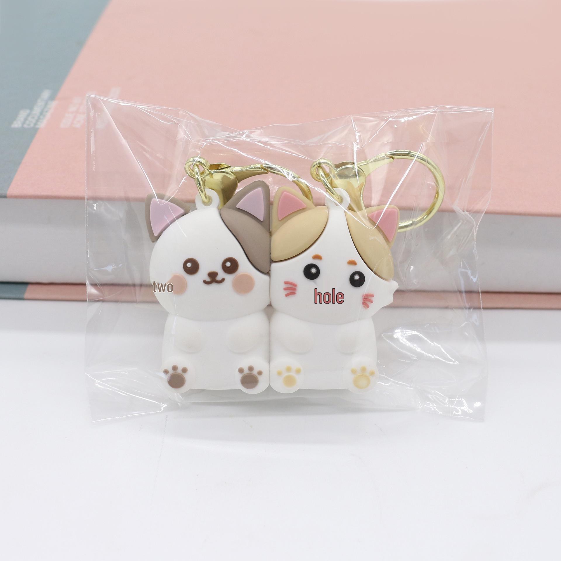 Little Duck PVC Keychain Backpack Pendant with Couple Figurines and Magnetic Feature
