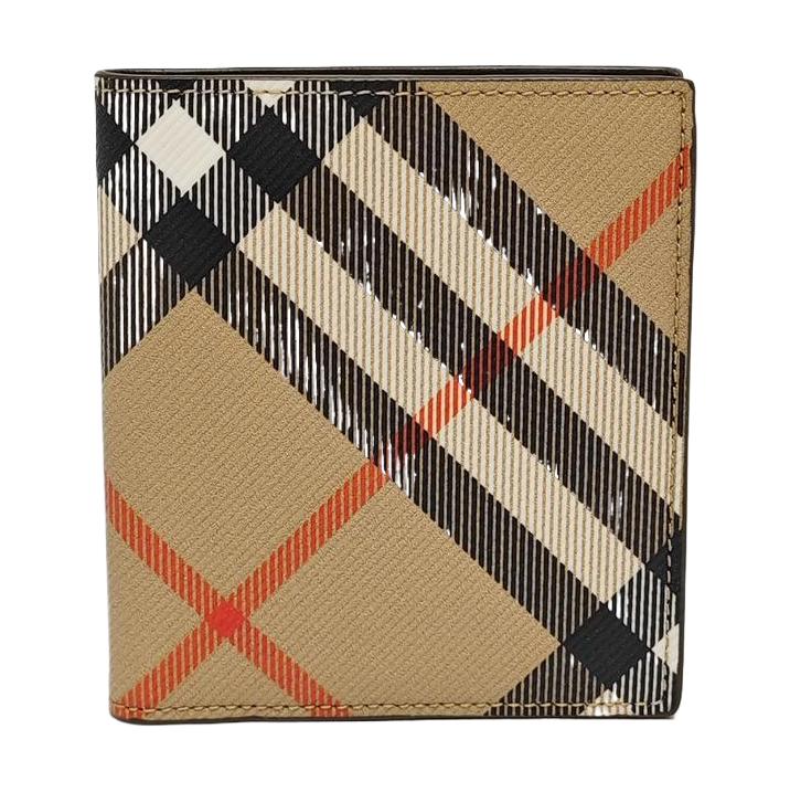 [Pre-Owned] Classic Stripe Double Fold PU Wallet - Excellent #13L11HG ONE SIZE