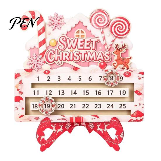 Wooden Holiday Keepsake Christmas Countdown Calendar, 25 Days Until Advent Vintage Office Party Decor Farmhouse Table Sign for Indoor Home to