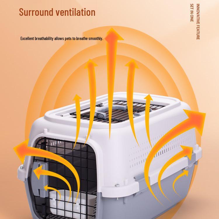 Portable Pet Carrier Cage for International Air Travel - Suitable for Cats and Small to Large Dogs