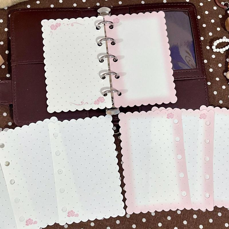 Æstetisk 6-huls ringbind påfyldningspapir 60 ark 6 designs M5 løse ark planlæggerindsats Pink Brun Journal sider
