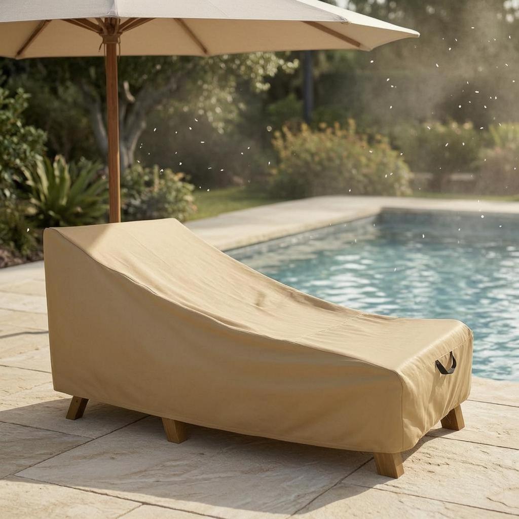 Patio Chaise Lounge Cover Khaki Tailored Fit
