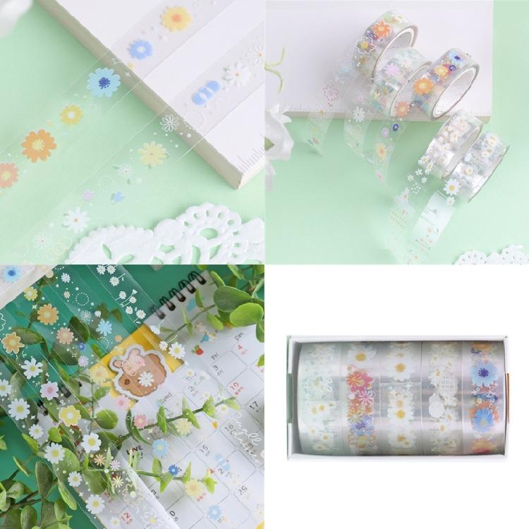 5 Rolls Clear Tape Butterfly Decorative Tape Flower Pattern Masking Tape Hand Account Tape Artists Tape Crafting Tape