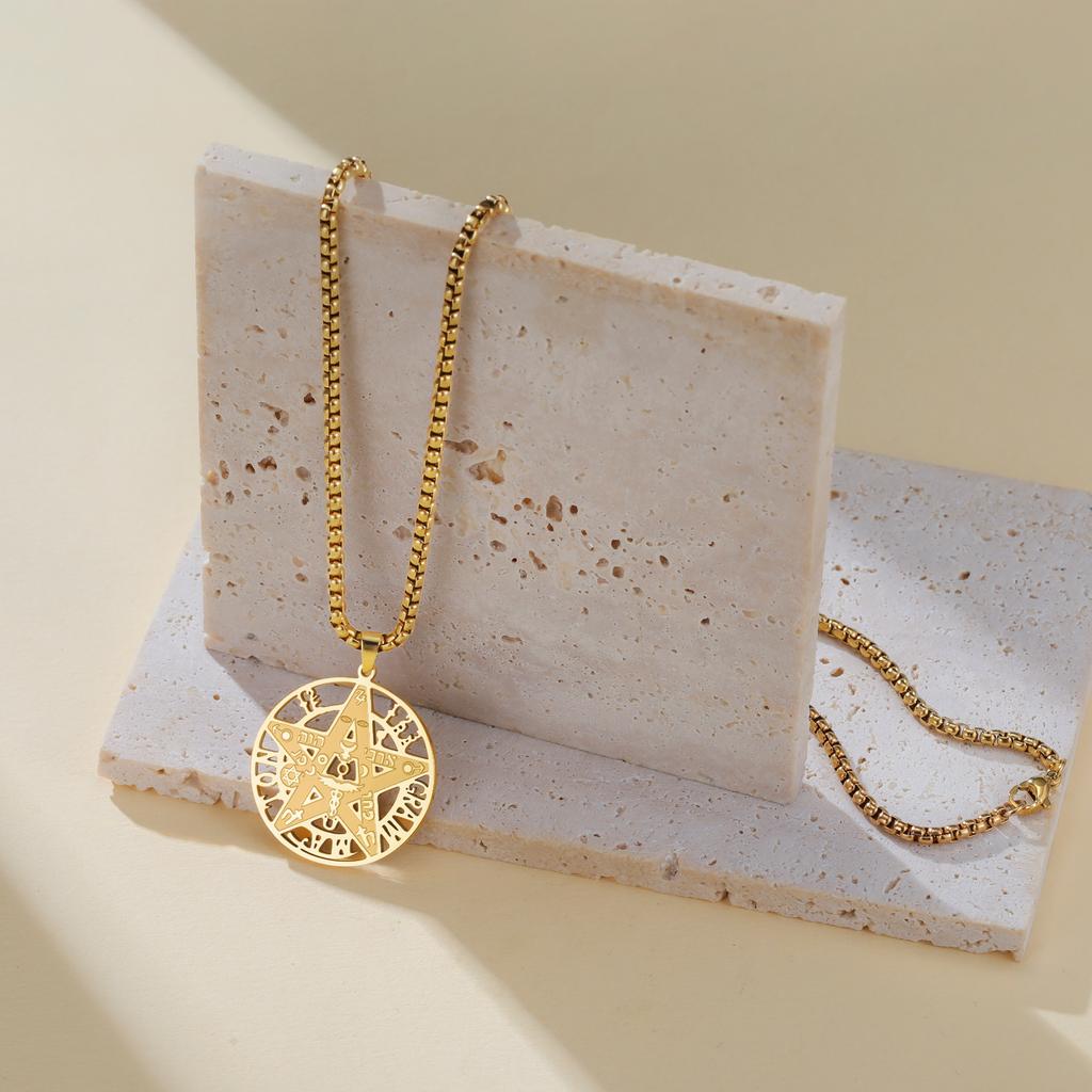 Tetragrammaton Pentagramm Halskette für Damen Herren Pentakel Anhänger Stern Hexe Wicca Heidnisch Hexen Schmuck Sterne Halsketten Geschenke