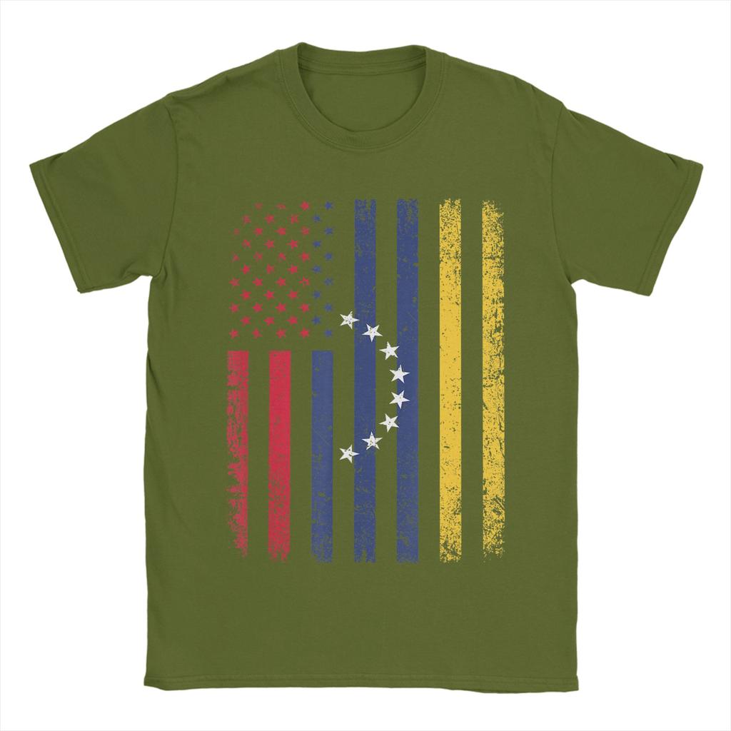 Casual Venezuela Flag 4th of July USA Venezuelan Flag TShirt Unisex Round Neck Pure Cotton T Shirt Short Sleeve Tee Shirt Clothes