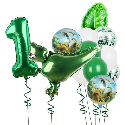 Traje de Globo de Dinosaurio Verde de 32 Pulgadas para Decoración de Fiesta de Cumpleaños 12 Piezas/Set Lindo Globo de Dinosaurio Autosoportado Adecuado para Niños