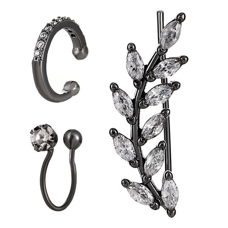 Zircon Leaf Ear Clip Set: Stylish Ear Cuff for a Unique Look (No Piercing Needed)