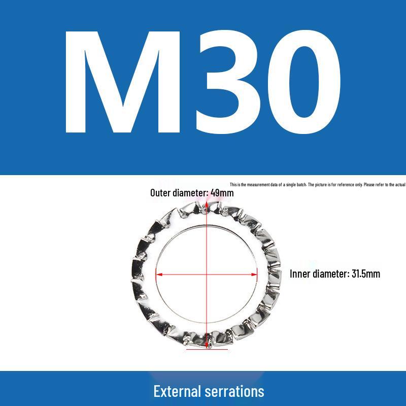 304 Stainless Steel Serrated Lock Washer with Anti-slip Teeth.