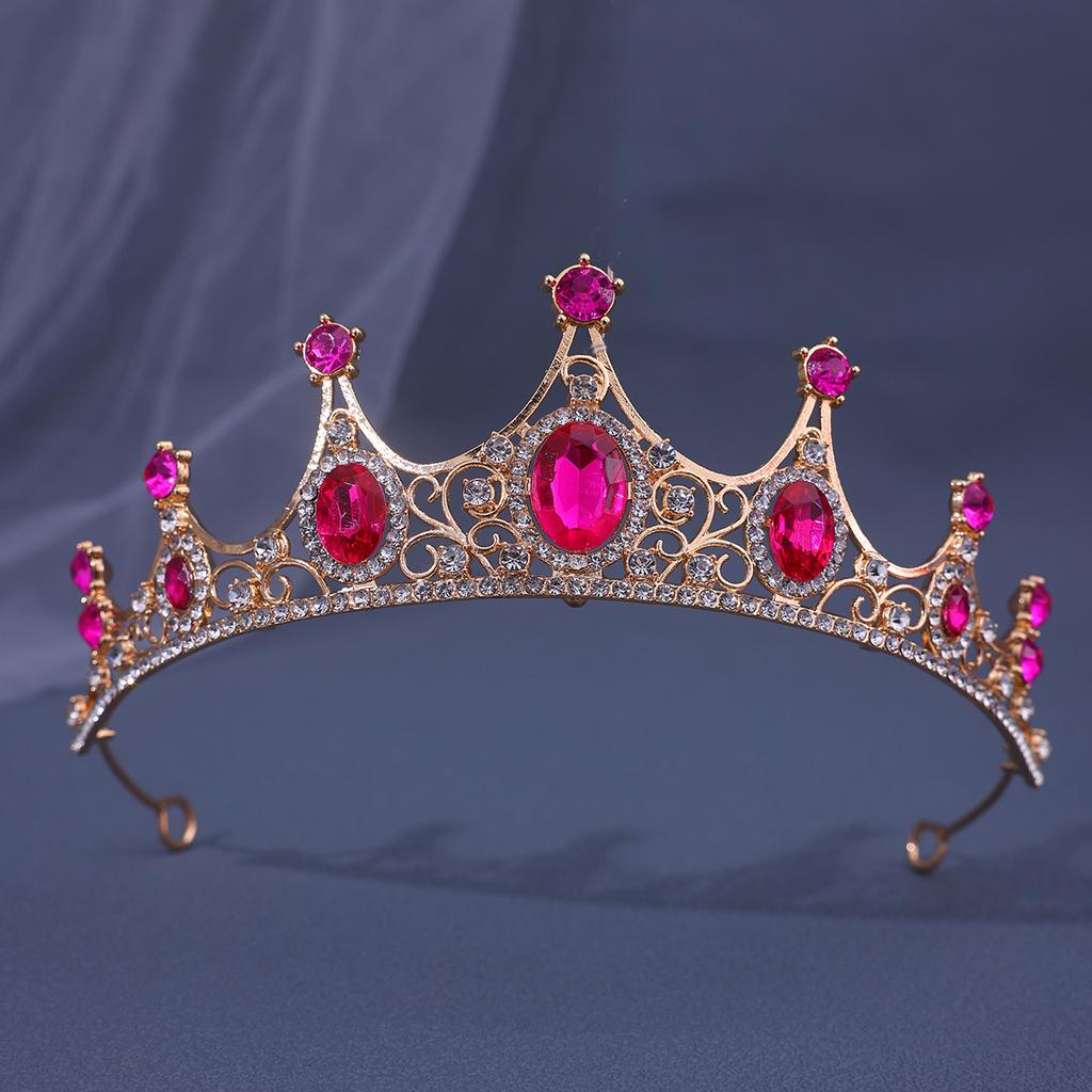 Retro Baroque Crown Tiara Alloy Rhinestone Princess Stage Performance Small Crown Accessories Bridal Jewelry