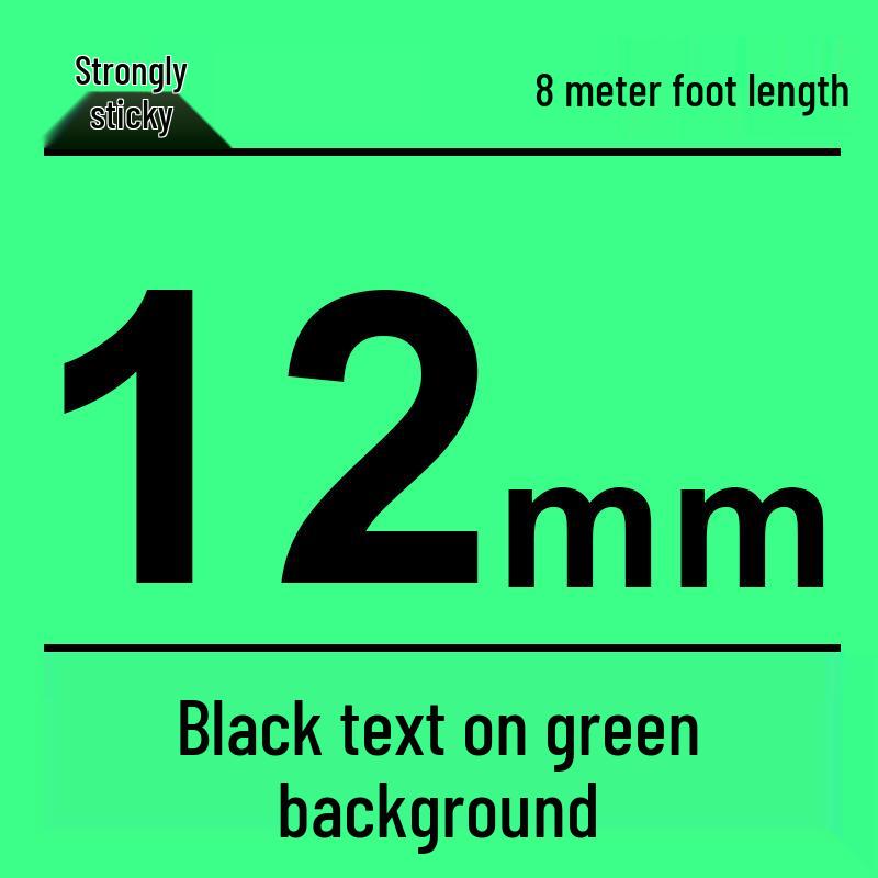 Compatível Fita para Rotulador Brother 12mm: PT-E100B/D210/D450/115B, Autoadesivo Laminado