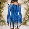 Women Plus Size One Shoulder Long Sleeve Printed Striped Bodycon Mini Dress