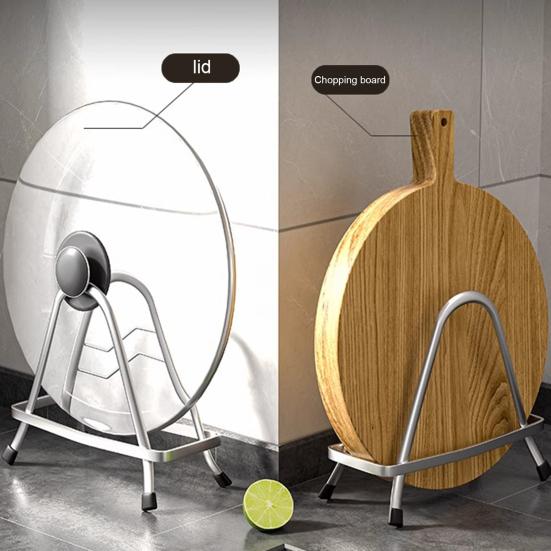 Cutting Board Holder Triangle Stainless Steel Chopping Board Organizer Anti-Slip Pan Rack Cutting Board Storage Stand for Kitchen Countertop