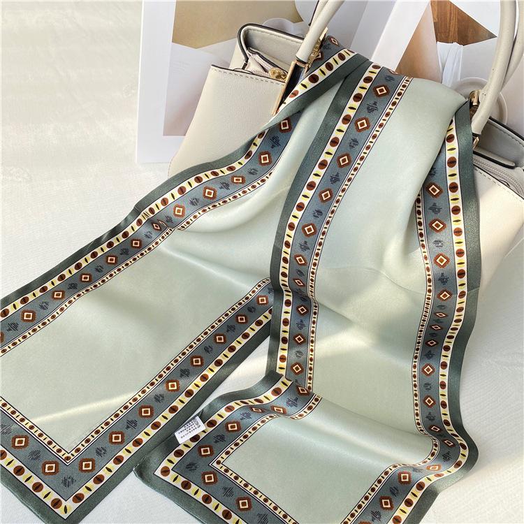 Double-Layer Silk Scarf Mulberry Silk Scarf Women'S Versatile Autumn Style Foreign Style Thin Narrow Long Multi-Functional Decorative Scarf Streamer