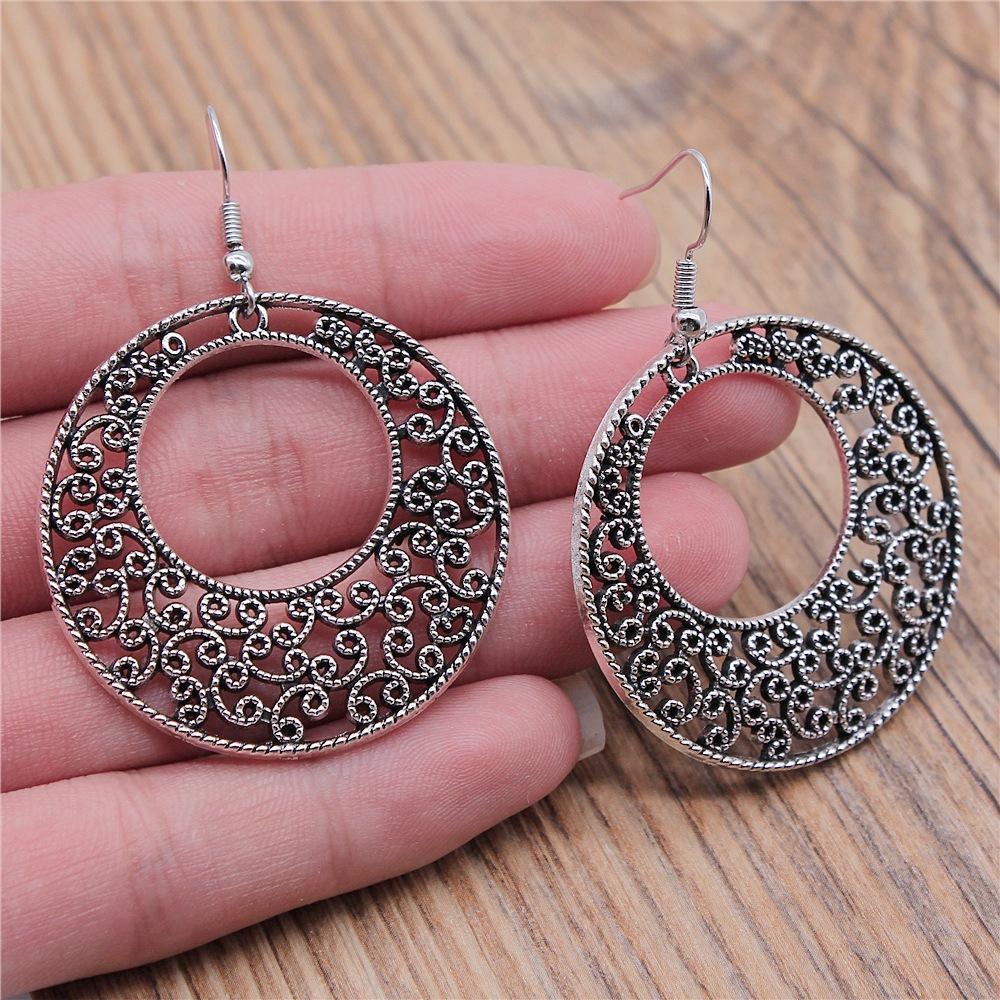 38 Styles Women Ethnic Style Jewelry Earrings Bohemia Carved Round Oval Waterdrop Flower Pattern Dangle Earrings Drop Earrings