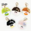 Plush Bag Ornament Cartoon Curly Hair Head Keychain, Keychain with Metal Clasp, Key Accessory Backpacks Handbags Keys Decorative Pendant for Men Women