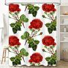 Red Rose Floral Shower Curtain Elegant Red Roses Print for Bathroom Decor