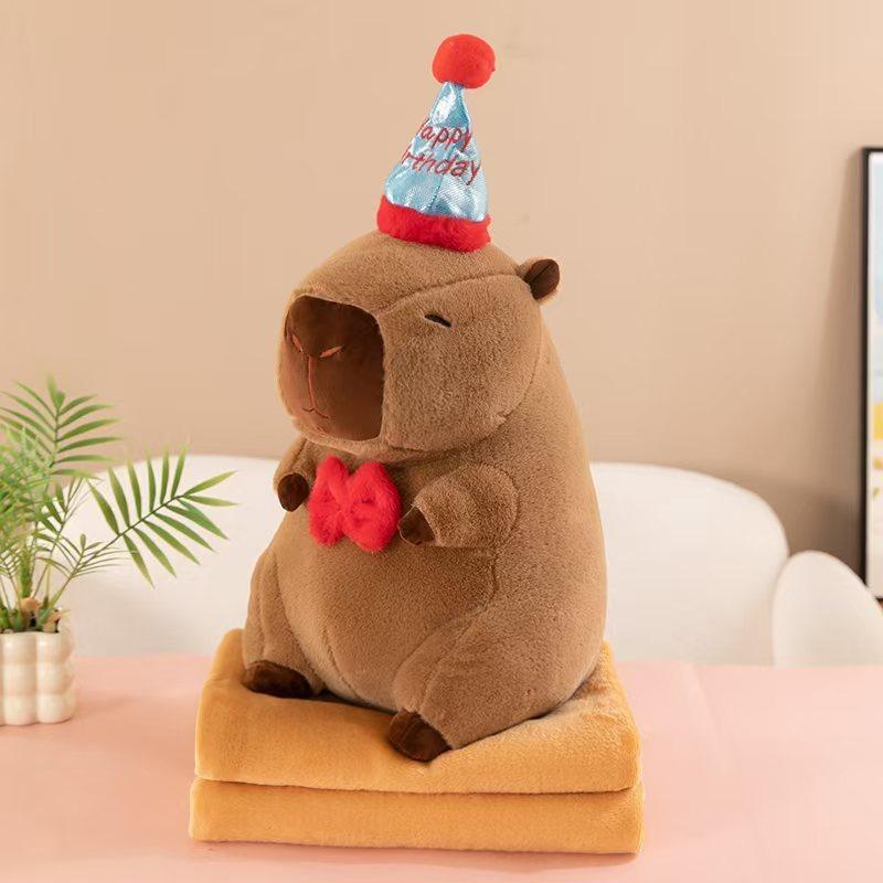 Kapibala Capybara Ugly Cute Doll Kapibala Car Office Air Conditioning Pillow Quilt Nap Blanket Two-in-One