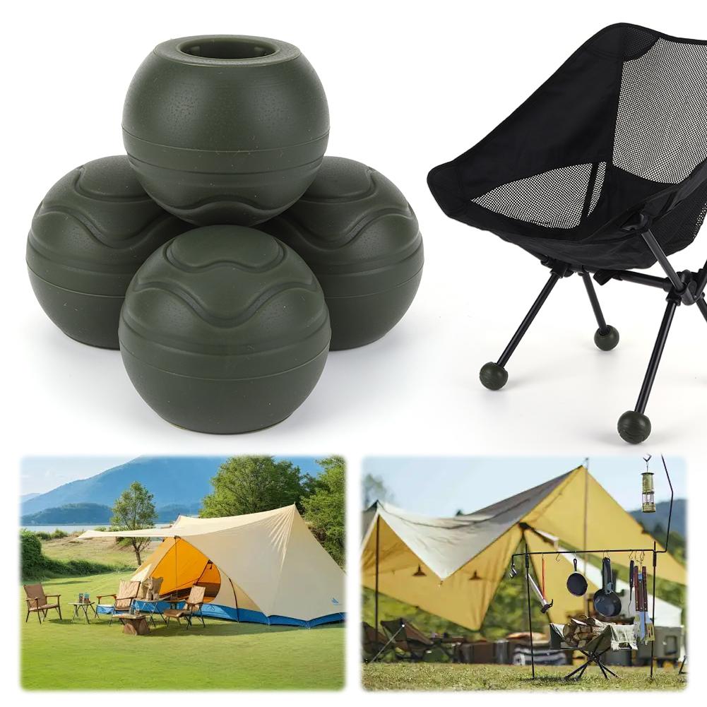4Pcs Camping Chair Leg Cap Shock Absorption Outdoor Chair Leg Tips Ball Cap Moon Chair Foot Cover for Rugged and Uneven Surfaces