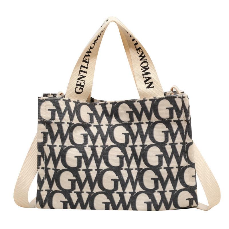 Borsa a Spalla in Tela Elegante e Delicata Stile di Strada Piccola Borsa a Mano Borsa a Tracolla con Lettere