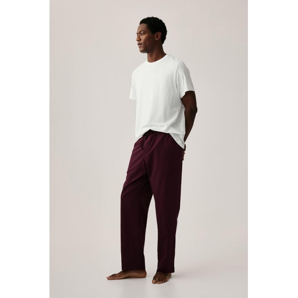 H M Relaxed Fit Poplin Pants Red cHeck