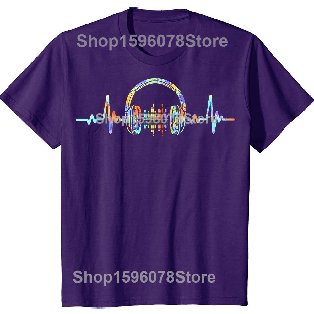 Heartbeat Headphone Sound Lover Engineer Producer DJ TShirt Fashion T Shirts Cotton Short Sleeve Oversized Loose Tshirt Tops