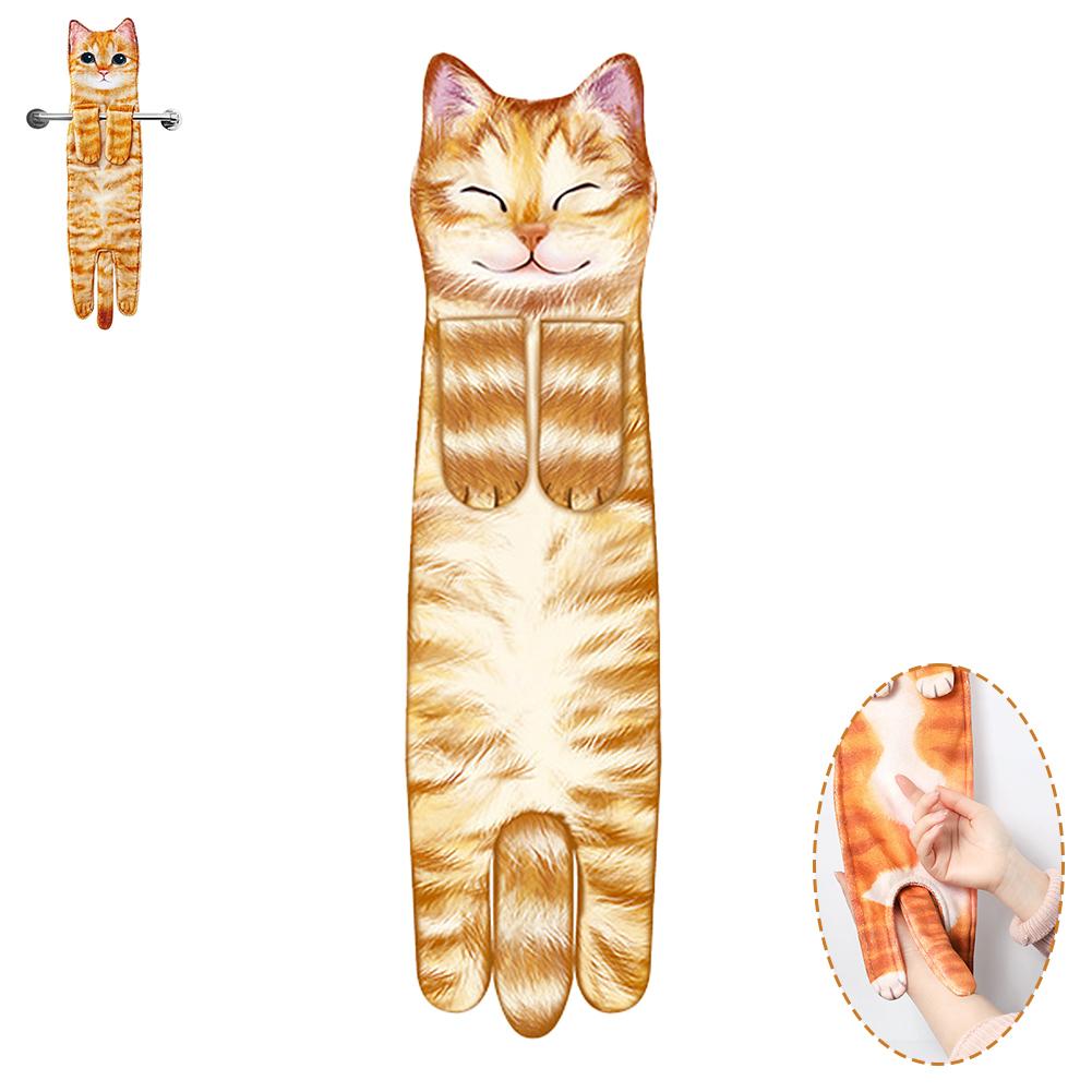 Funny Cat Hand Towel for Kitchen and Bathroom,  Cute Cat/Dog Decorative Hanging Towels Soft Christmas Cat Lovers Gifts for Women