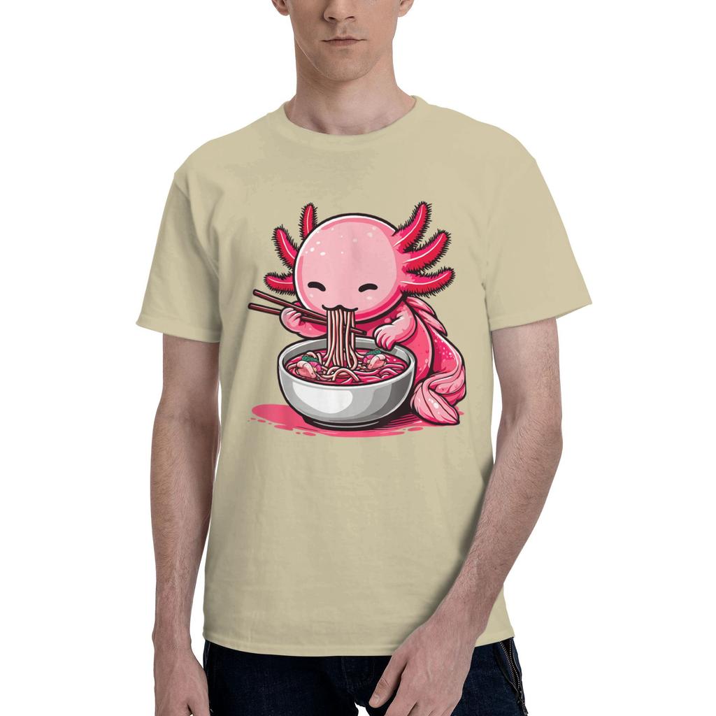 Oversized TShirt Funny Axolotl Noodle Gifts Anime Kawaii Axolotl Eating RaUnisex Noodles Tee Shirt for Unisexs Summer Tops