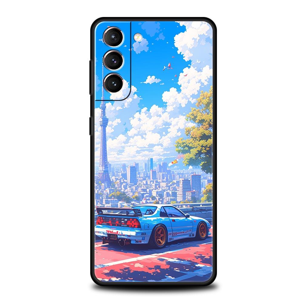 

JDM Tokyo Drift Sports Car Phone Case For Samsung Galaxy S24 S23 S22 Ultra S20 S21 FE 5G S10 S9 Plus S10E S8 S7 Silicone Cover Samsung S9