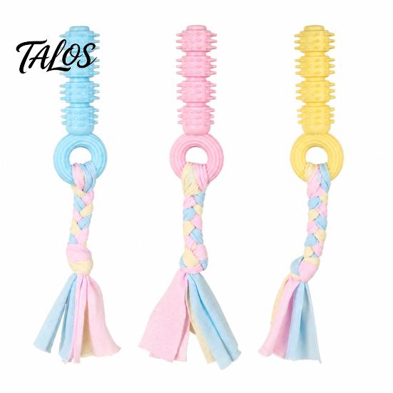 Natural Rubber Pet Play Toys Spiky Dog Chew Toy with Cotton Rope, Molar Stick Toy, Interactive Tough for Aggressive Chewers Small Medium Dogs
