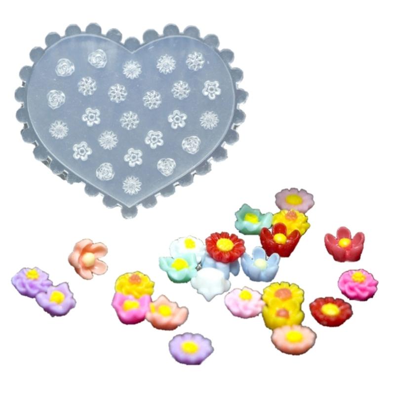 Set of 10 Silicone Nail Art Mold Embossing Patterns Nail Mould Decorations Jewelry Making Tool Handmade Ornament Molds
