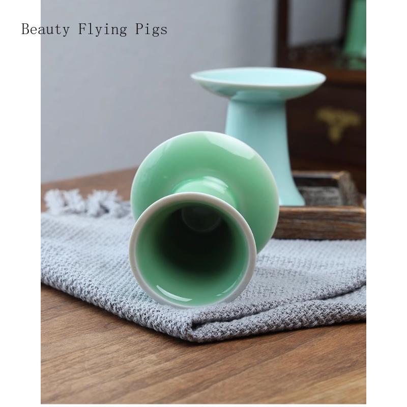 1PCS ceramic Chinese style retro lotus offering lamp holder Buddha hall offering candle holder feng shui ornament