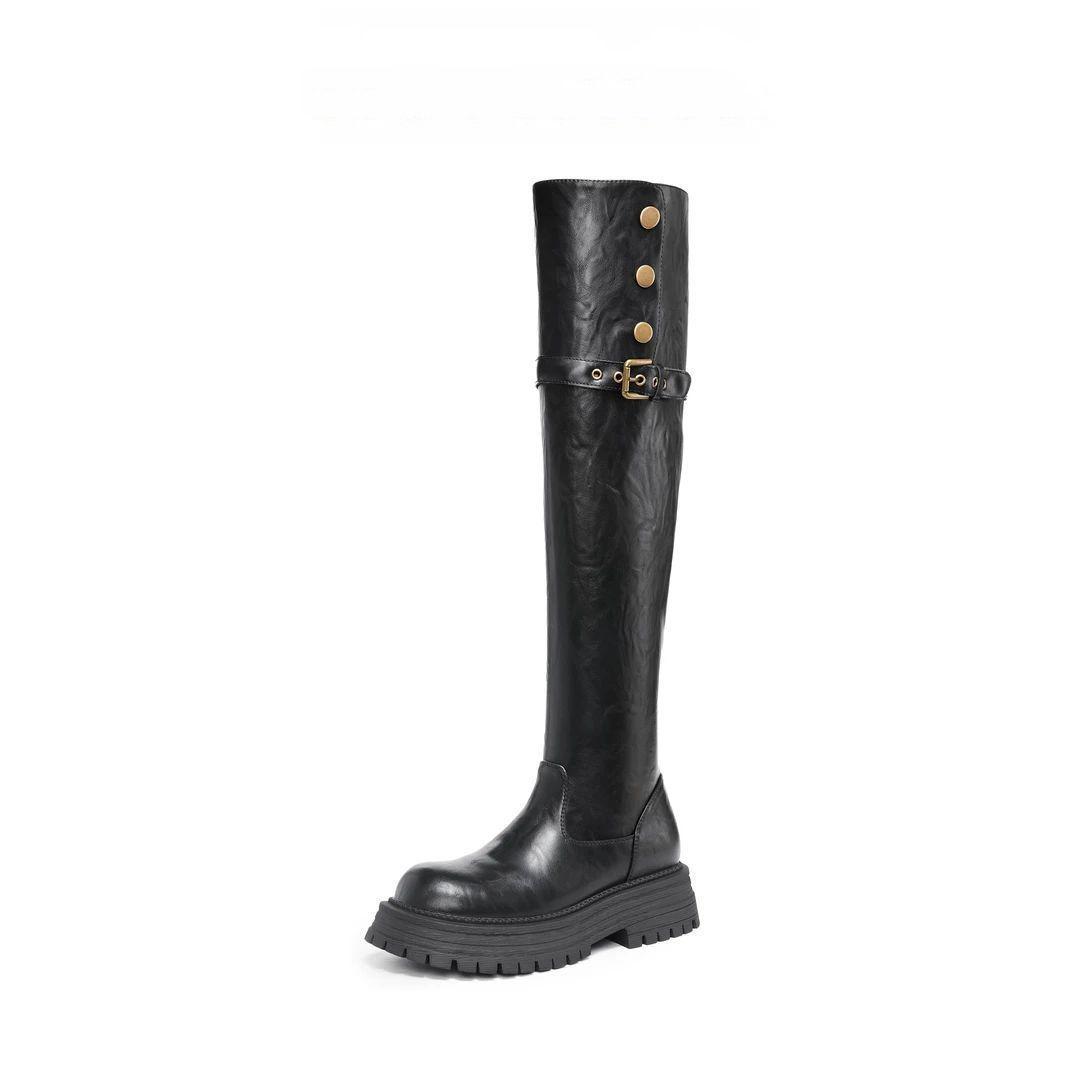 

Women s Thick-Sole Retro Over-the-Knee Boots - Versatile Autumn/Winter Fashion Knight Martin Boots 38 чёрный
