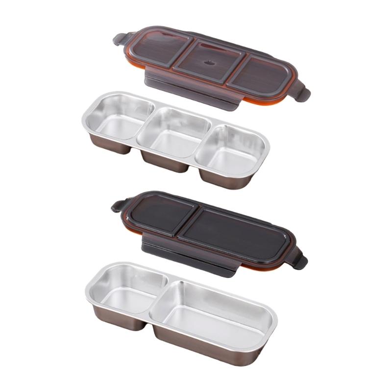 2 Pack Divided Meal Preps Container With Secures Lid Odor Resistant Dishwasher Safe Steel Snacks Box Lunch Organizers