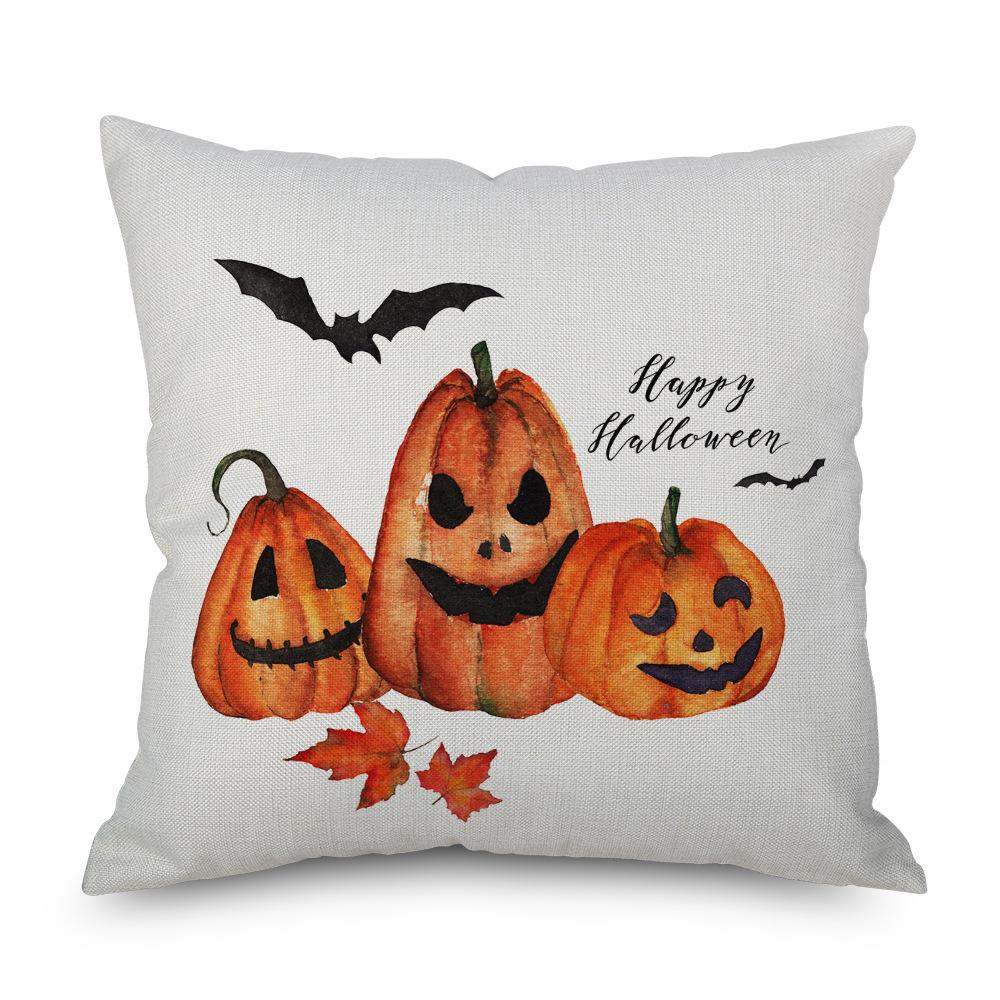 Halloween Linen Pillowcase Pumpkin Plaid Pillow Case for Bedroom Room Aesthetics Pillow Cover Luxury Designer Cushion Cover