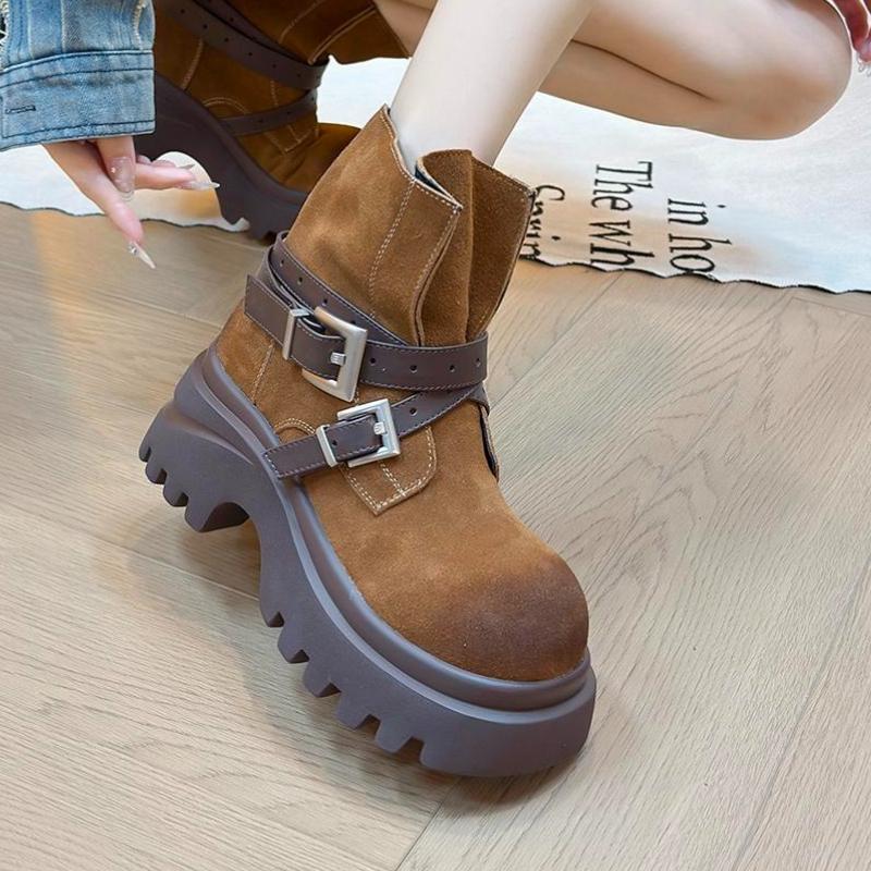 Fashion Ankle Boots Women Platform Chunky Shoes 2025 Trend New Fashion Winter Casual Snow Boots Brand Buckle Woman Botas Mujer Zapatos
