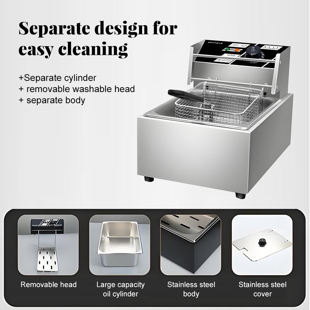 Electric Fryer Home Electric Oil Fryer Pot Large Capacity Stainless Steel Durable for Fried Skewers Dough Sticks Chicken Wings