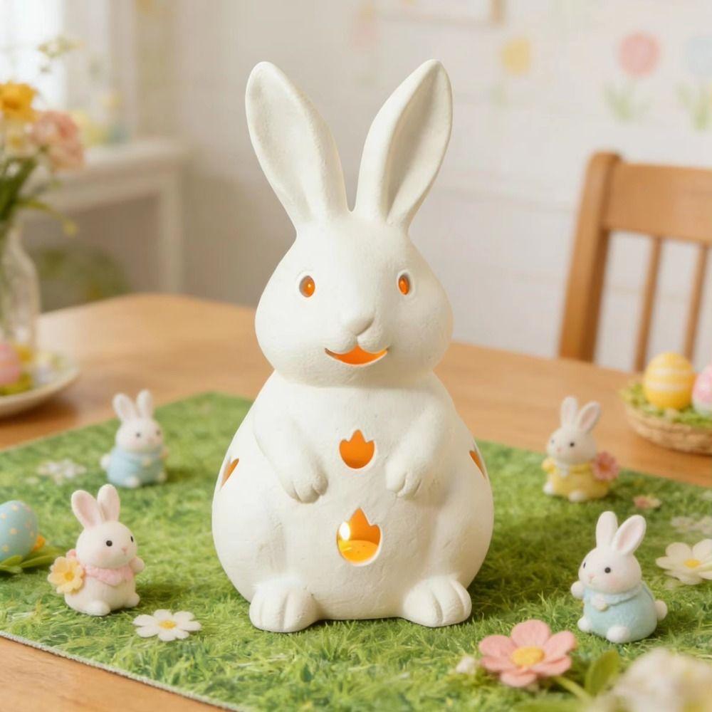 Cute Bunny Bunny Candle Holder White Easter Decoration Exquisite Rabbit Candlestick  Easter Party