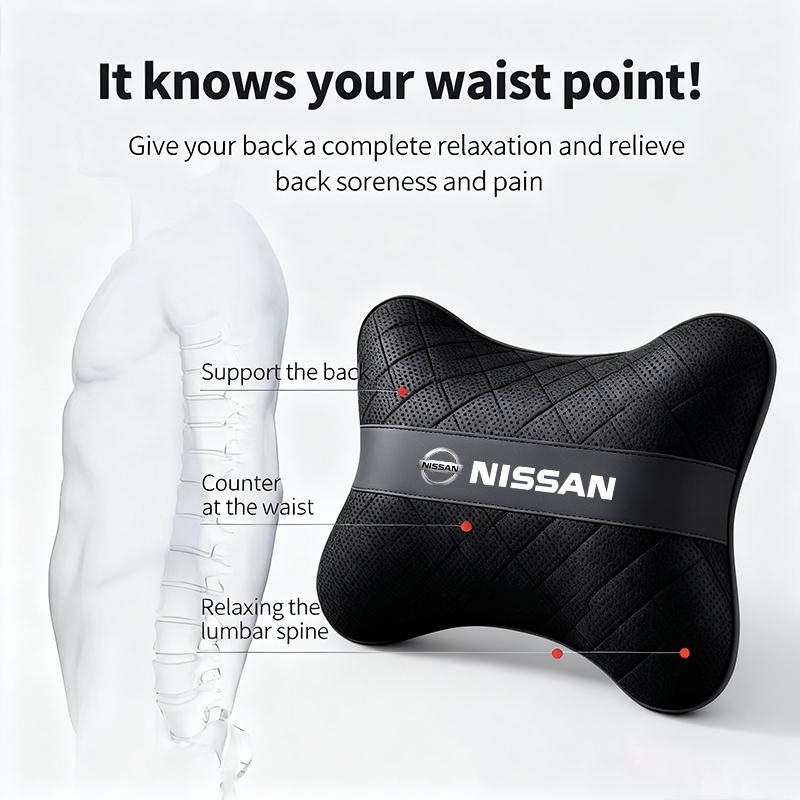 Genuine Leather Car Headrest Lumbar Support Interior Accessories For Nissan Sylphy N7 Qashqai J11 J10 Teana Note Navatra Juke GTR