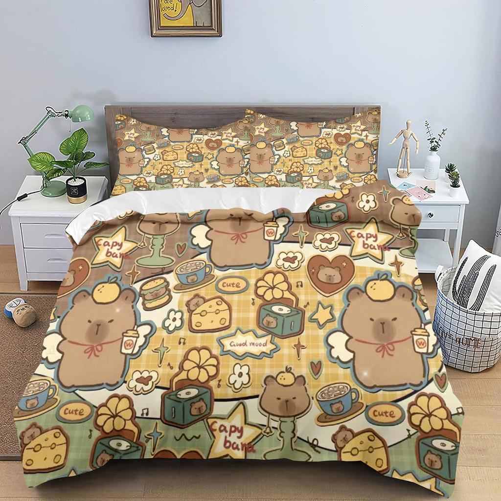 Cartoon Capybara Quilt Cover Skin-Friendly And Breathable Duvet Teenager Fluffy Warm Cuddly Comforter Warmth Bedding