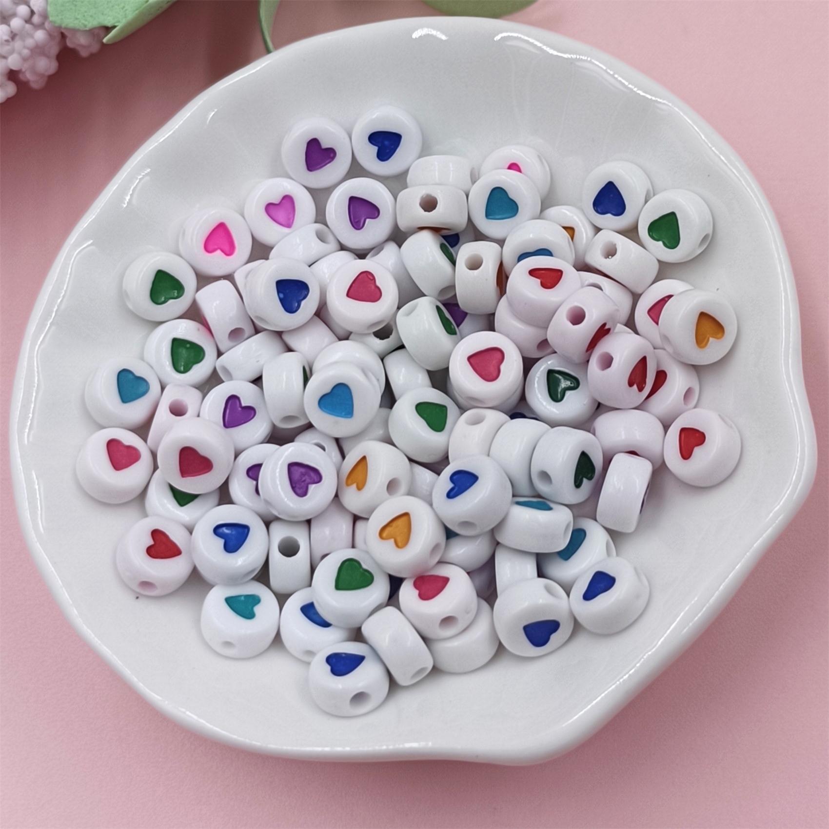 

500 г, около 2500 шт., ювелирные аксессуары, 7 мм, акриловые бусины, ожерелье, браслет, свободные бусины-разделители «сделай сам», в форме сердца разноцветный