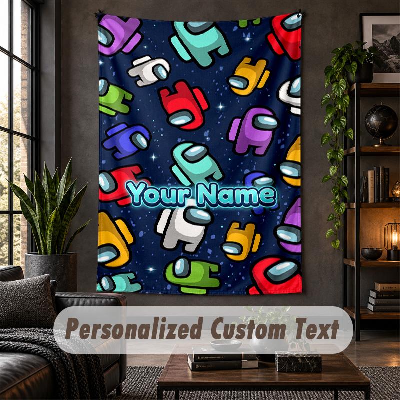 Personalized Wall Tapestry,Among Us Custom Text, Soft Fabric Wall Art For Indoor Decoration