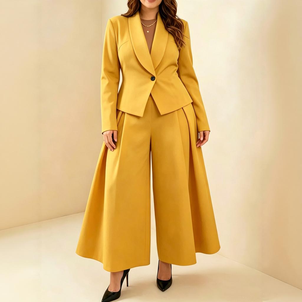 Women's Wide Leg Pants Two Piece Set for Business Commuting and Wear